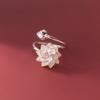 925 Silver Lotus Flower Adjustable Rings For Women Wedding Engagement Luxury Jewelry Accessories Jewellery