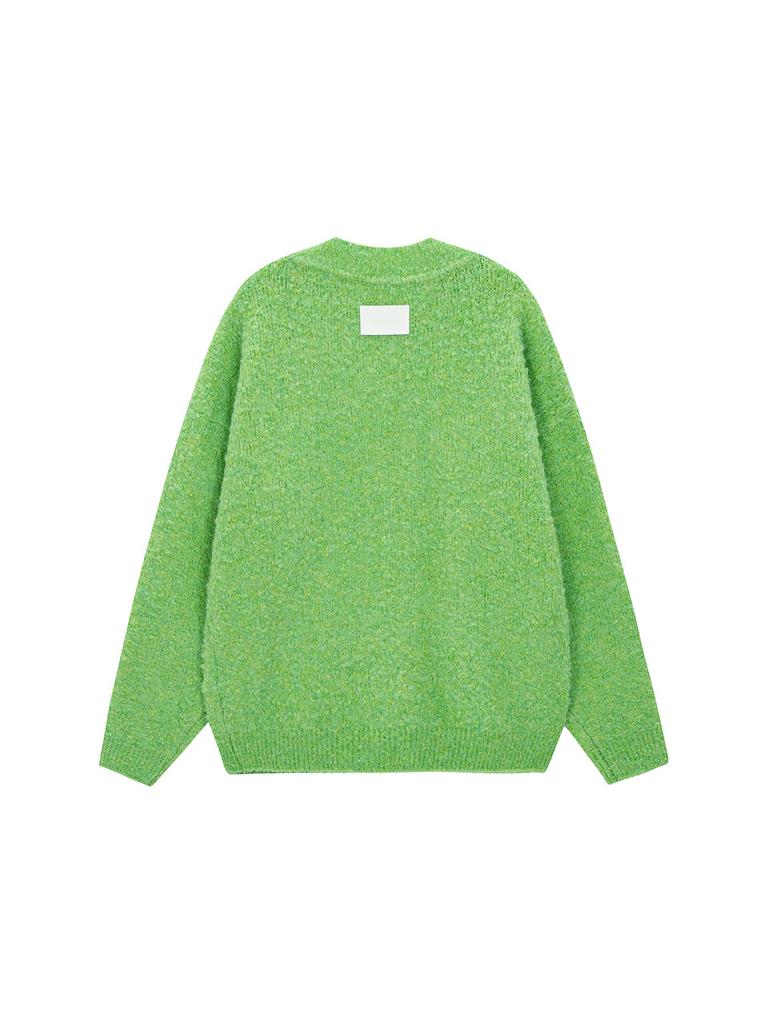 SALAD BAGUNI Wool Boucle V-Neck Pullover - Lime