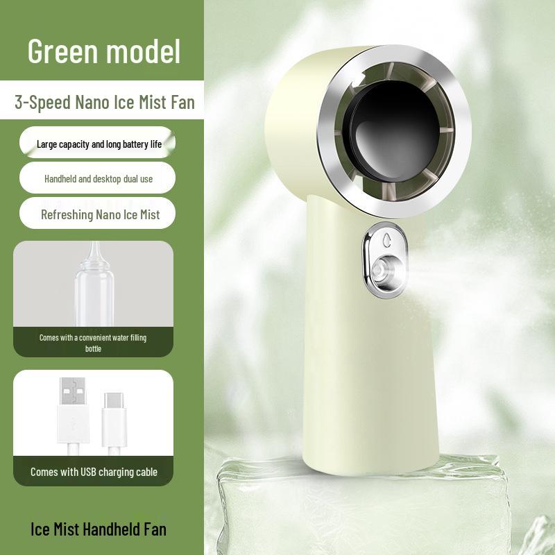 

2026 High-Speed Portable Fan: Atomizing, Moisturizing, 3 Gears, Low Noise, Brushless, Long Battery Life, Outdoor Use. 15x6x5.4 cm