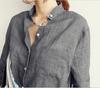 Women's Plus Size Loose Linen Long Sleeve White Shirt - 1688 Autumn Collection