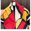 Korean Style Geometric Printed Silk Scarf For Women Summer Fashion