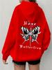 Design Sense Simple Fashion Design Sense Butterfly Rose Printed Hooded Sweater Simple and Versatile