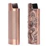 2 Pcs Lighter Case 8cm Length Grid and Dragon Pattern Exquisite Engraved Metal Lighter Cover for Party Bar