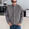 Unisex Autumn Baseball Cardigan: Solid Color, Loose Fit, Casual Two-Piece Style Sweater.
