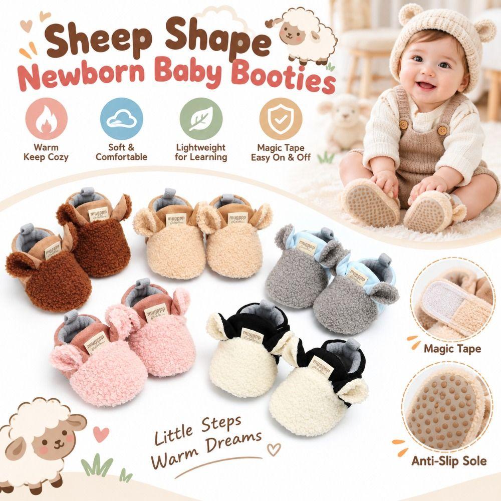 Soft Baby Crib Shoes Non-Slip Sole Baby Walking Shoes Cartoon Newborn Baby Booties Winter