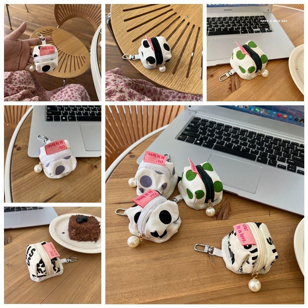 

Coin Purse Canvas Coin Purse Square Mini Storage Bag Portable Earphone Bag Keychain Kid