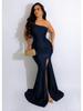 European & American Women's One-Shoulder Slit Evening Gown