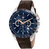 Maserati Traguardo Quartz Watch Men's 45mm 10 ATM Water Resistant Brown Leather Chronograph