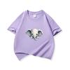 Kids Cotton T Shirt Cute Peeking Little Elephant Print Crew Neck Short Sleeve Tee Casual Breathable Boys Girls Summer Tops
