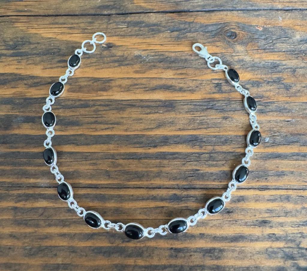 Solid 925 Sterling Silver Black Onyx Gemstone Handmade Boho Designer Bracelet Gift For Her Dainty Bracelet