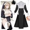Sultry Chowbie Nun Cosplay Costume With Cross For Halloween