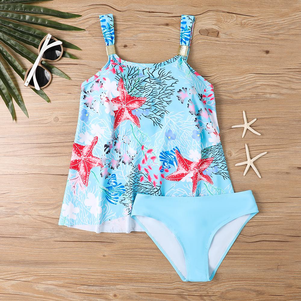 Büyük Beden Kadın Modası Seksi Yuvarlak Yaka Koyu Kiraz Çiçekleri Bikini Seti Slim Fit Plaj Mayoları İki Parça Set