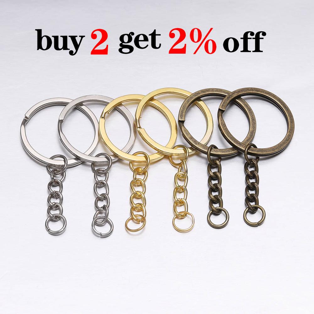 10Pcs Key Ring Key Chain Rhodium Antique Bronze Gold Color 60mm Long Round Split Keychain Keyrings Jewelry Making Bulk Wholesale
