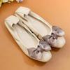 2024 Summer Genuine Leather Bowknot Ballerina Women's Flat Round Toe Comfort Slip-On Ladies Loafers Leather Single Mules Shoes