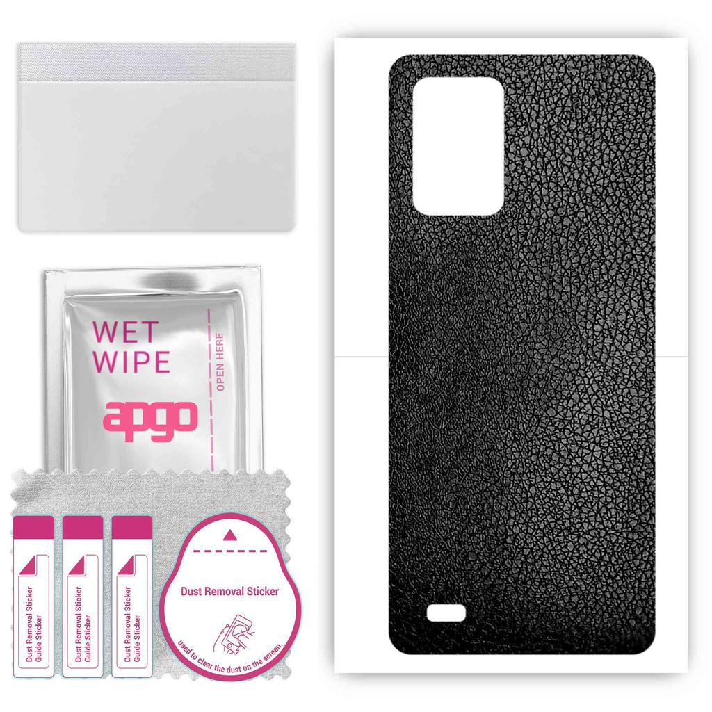 apgo Sticker protector de piele pentru spate compatibil cu Oukitel C25, Folie wrap, Folie, Vinil - Model Piele neagră