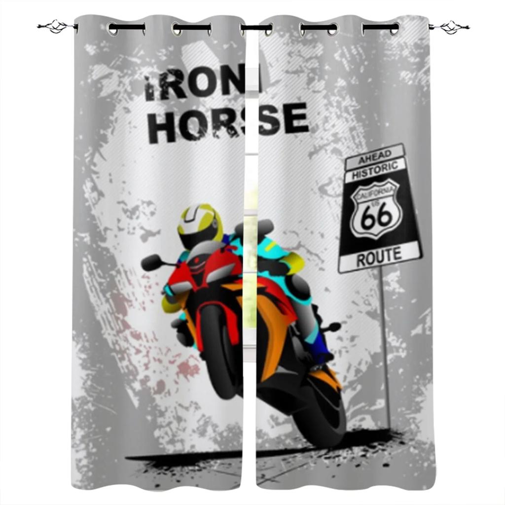 Retro Nowy Jork Motocykl Zasłona Okienna Do Salonu Sypialni Dekoracja Domu Kuchnia Na Rolety Okienne Cortinas Zasłony 2 Panele