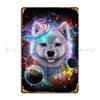 Akita Dog In Space Galaxy Metal Signs Garage Custom Wall Mural Wall Decor Wall Cave Tin Sign Poster