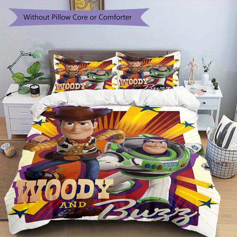 3pcs Woody and Buzz Quilt Set Soft and Comfortable Bedroom, Guest Room and Dorm Decor Bedding Set F096