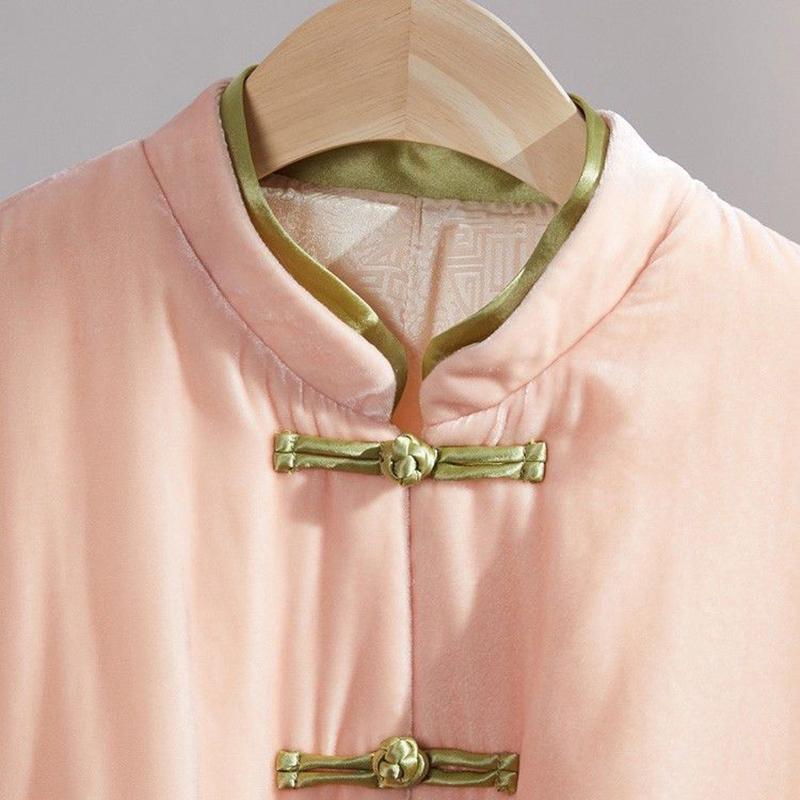 Jacket Thickened Retro Style Buckle Improved Tang Suit Standing Jacket Winter