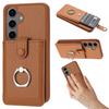 For Samsung Galaxy S24 Case Drawing Type Card Slots Litchi Texture Leather Back Cover with Ring Kickstand