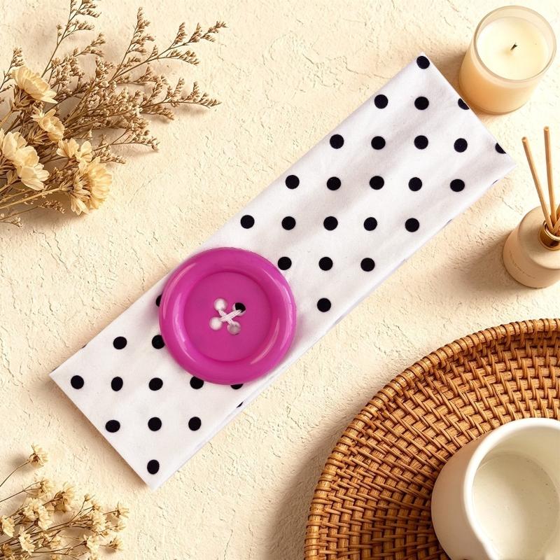 Summer Dopamine Large Button Wave Dot Headband Fashionable Ins Style Elastic Headband Colorful Hair Accessories For Women Girls