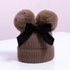 Double Ball Bow Cross-border Preferred Baby Hat Yarn Children's Hat Thickened Baby Hat Children's Knitted Hat
