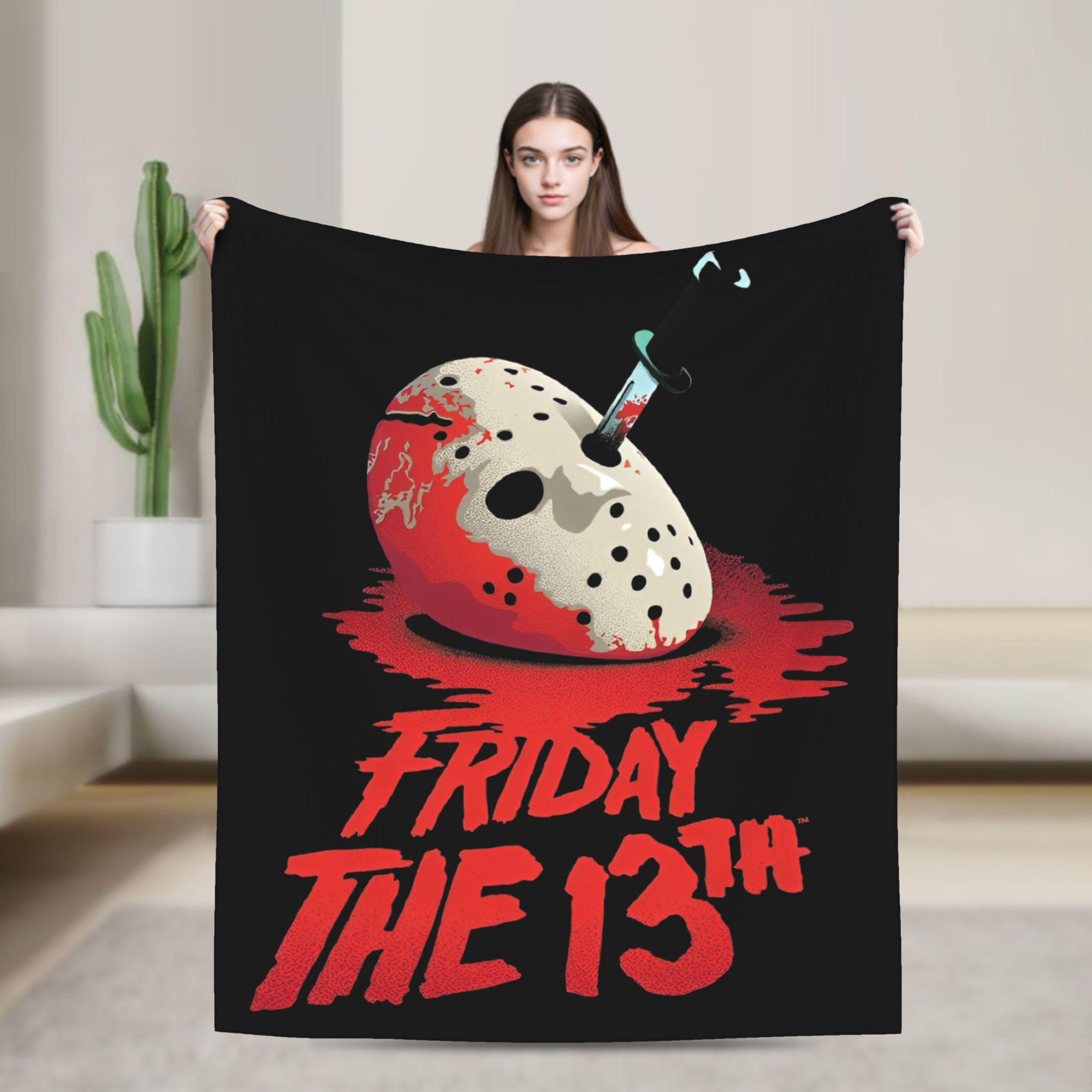 

Friday Jason Voorhees 13th Fashion Blanket Flannel Winter Horror Scary Halloween Portable Warm Throw Fashion Blanket for Office 75x90cm
