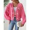 Women's Coats in Stock Women's Clothing Wholesale Ribbon Bow Stitching Sweater Cardigan for Women
