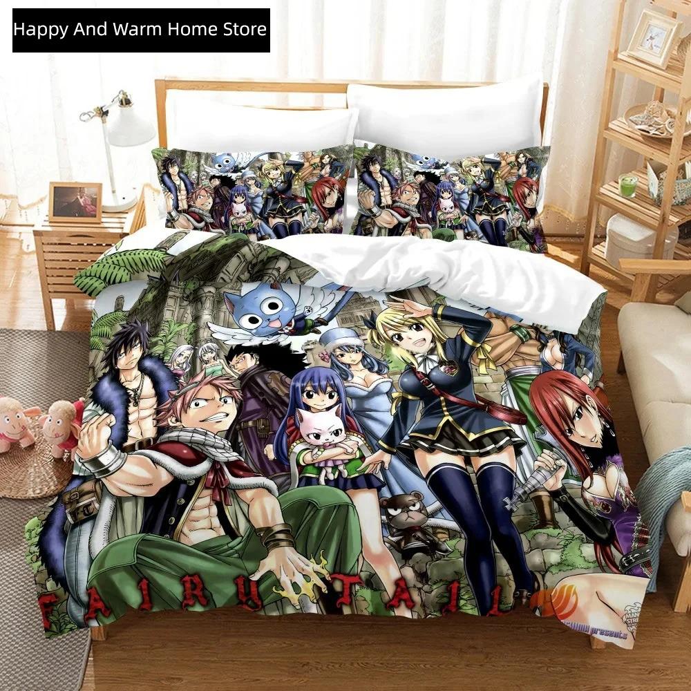 3D Print Anime Fairy Tail Logo Natsu Beding Set Young Boys Young Girls Twin Quen Sized Dimensions Soft Duvet Cover Pilowcase Bed Young Boys Adult