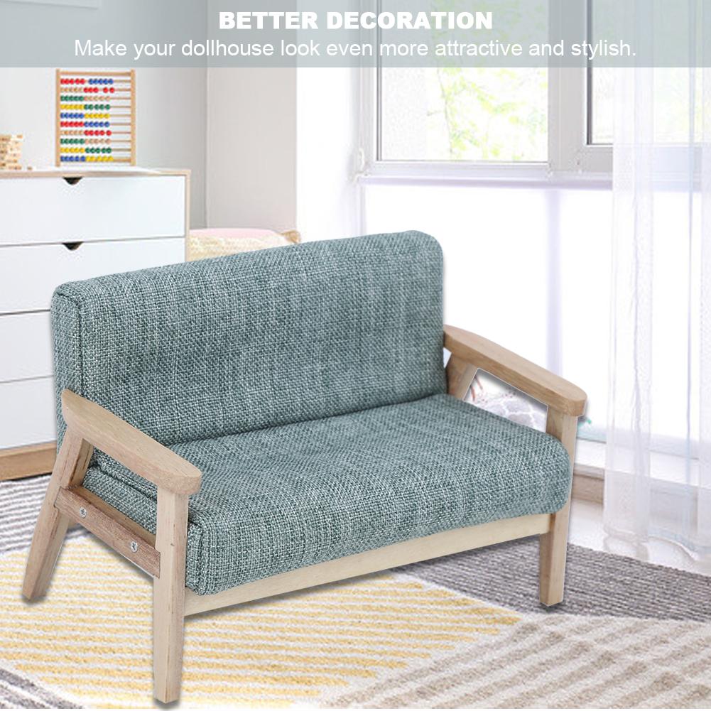 1:12    Ature   Toy Furniture Model Japanese Wooden Armchair Fabric Sofa