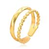 Elegant Stainless Steel Double Layer Irregular Opening Ring for Women - Fashionable European & American Style