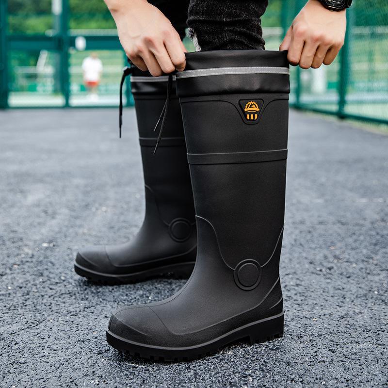 Men's Rain Boots Outdoor Non-slip Fishing Boot Steel Toe Waterproof Work Boots Mid-calf Rubber Boots for Men Platform RainBoots