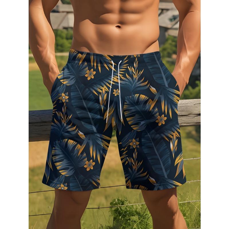 Leaf 3D Print Sport Quick-drying Breatha Men's Beach Shorts Outdoor Street Casual Fashion Beach Vacation Hawaiian Surfing Shorts