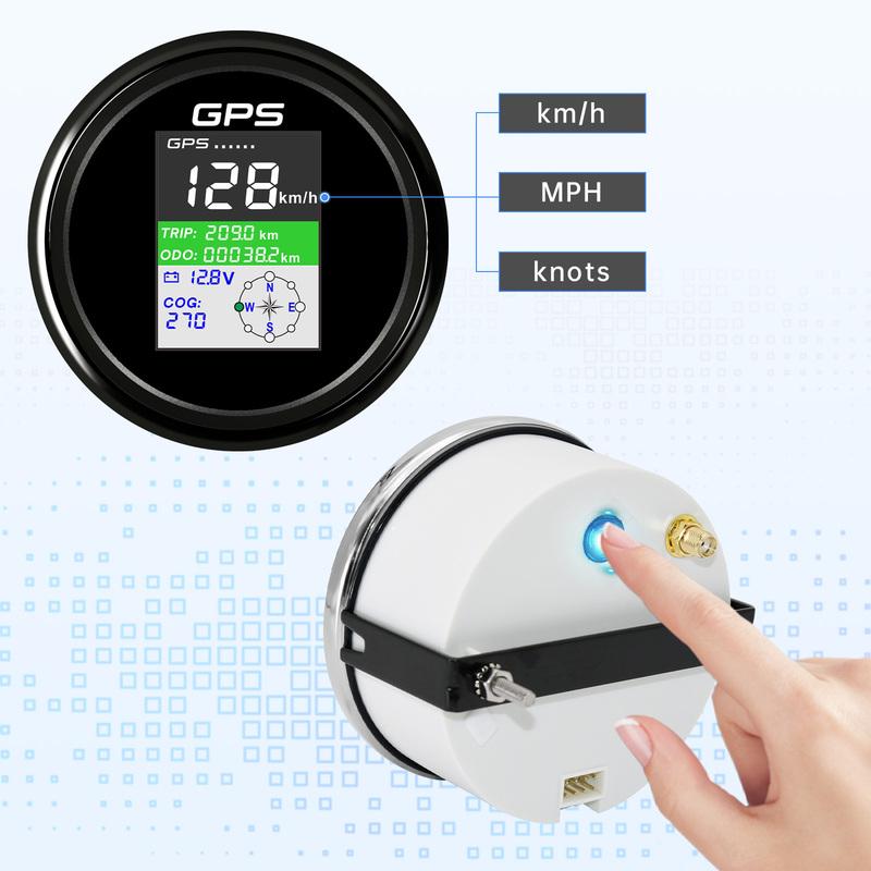 85mm Waterproof TFT Screen Digital GPS Speedometer Gauge MPH Knots Km/h Adjusted GPS Antenna for Boat Car Motorcycle Odometer