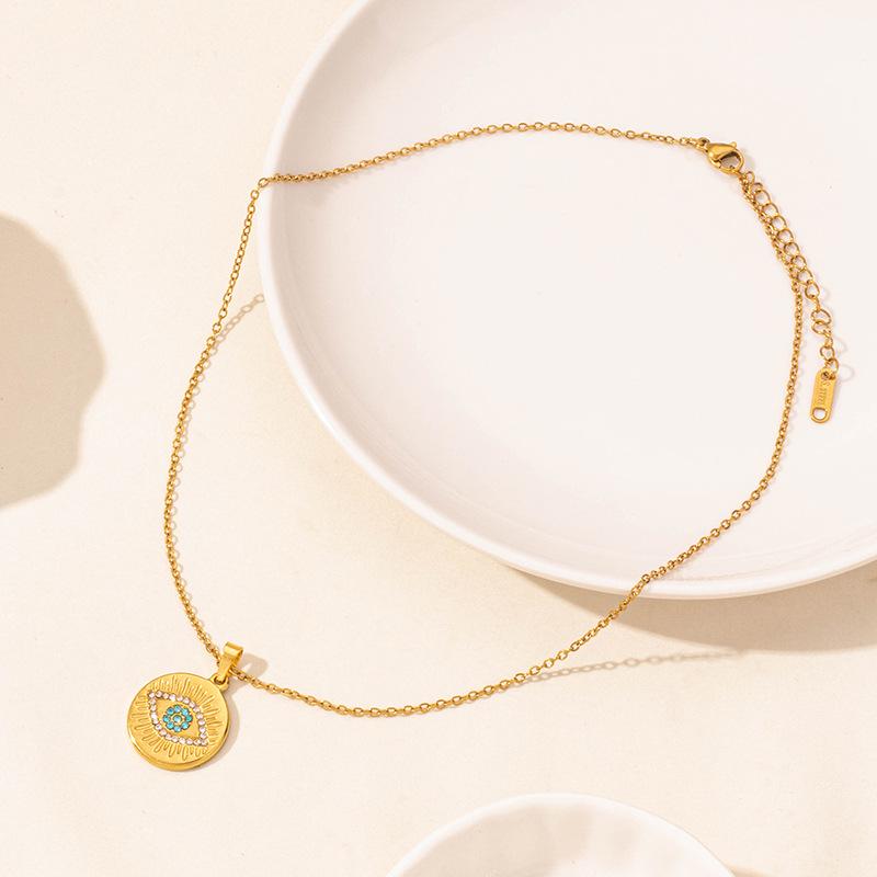 Stainless Steel Evil Eye Pendant Necklace: European & American Fashion Trend, Hip Hop Streetwear Style