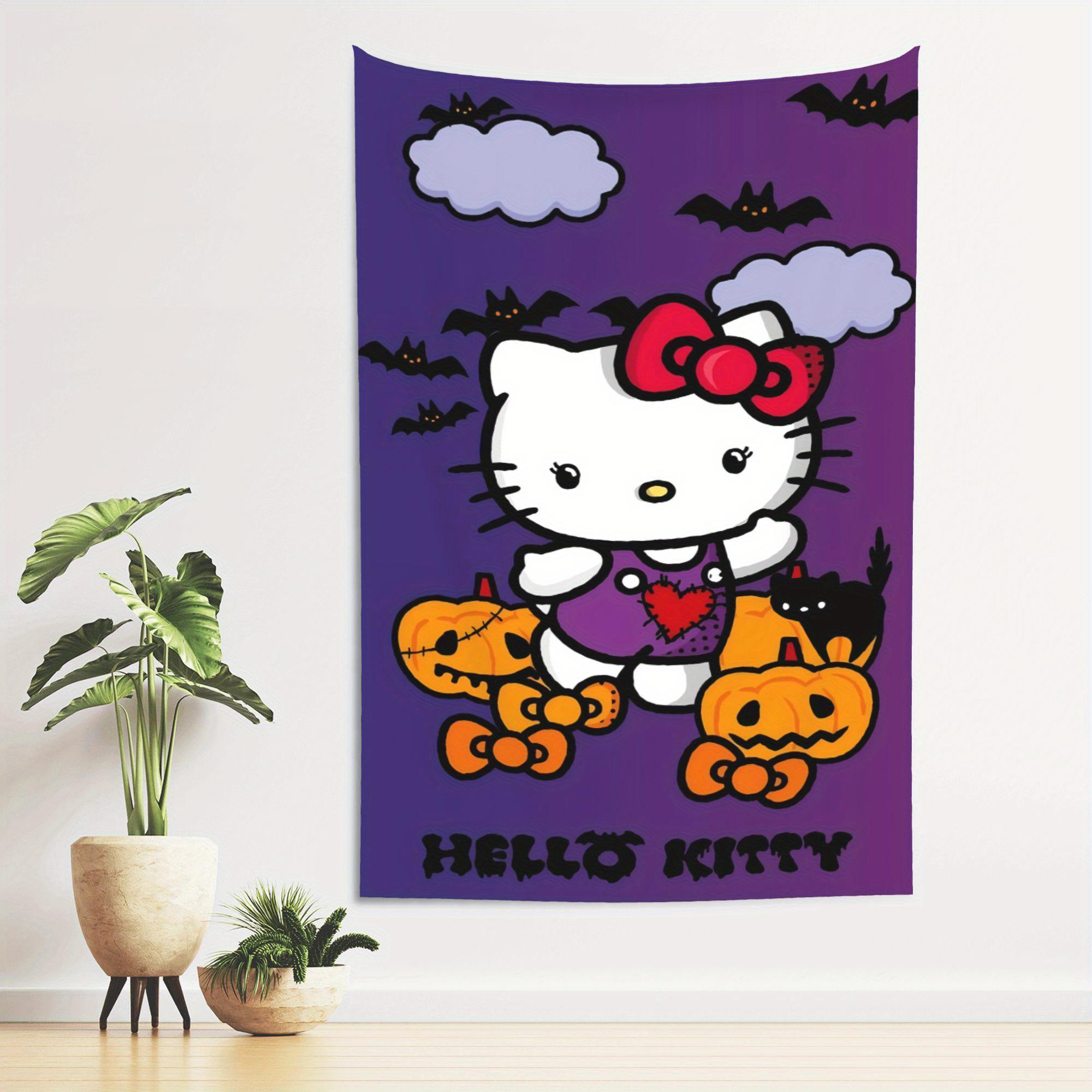 

Sanrio Hello Kitty Pumpkins Zombie Halloween Tapestry Bedroom Wall Hanging Fabric Living Room Home Dorm Decor Art Home Decor 29x37in