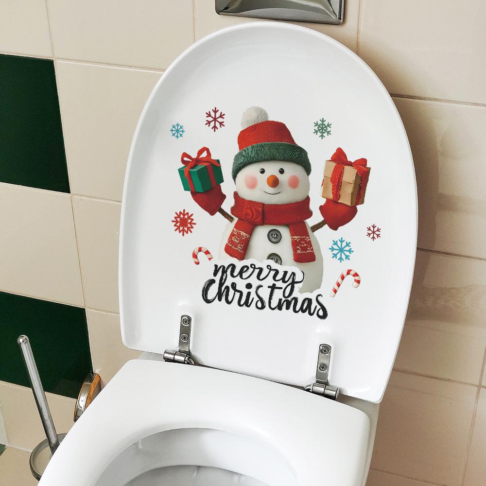 Personalized Christmas Snowman Snowflake Gifts and English Slogan Bathroom Decoration Stickers