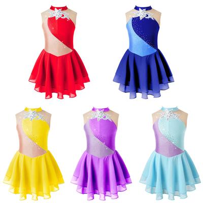 Figure Skating Dresses for Girls Shiny Rhinestone Gymnastics Leotards Girls Dance Ballet Suit