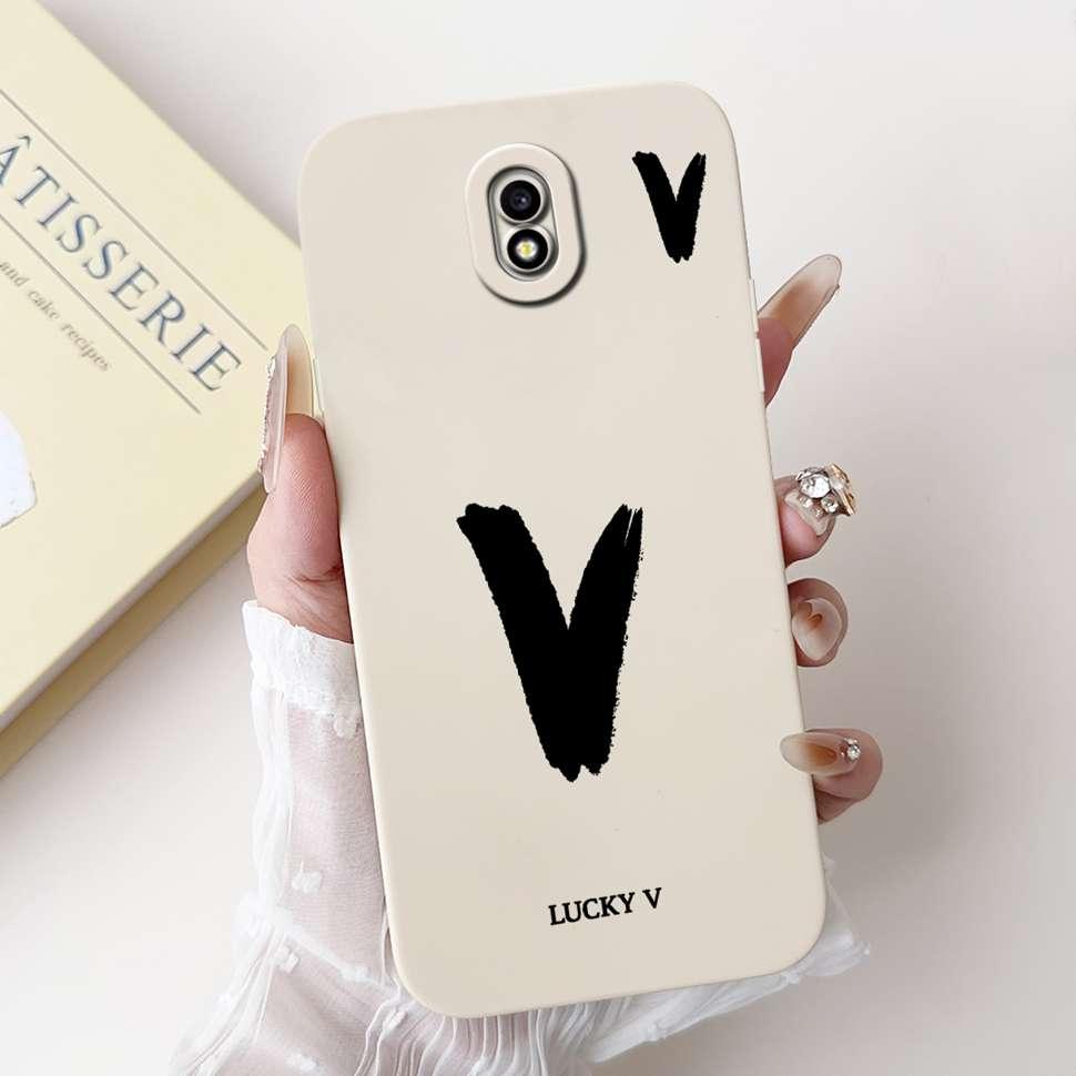 For Samsung Galaxy J3 2017 SM-J330FN Case Cute Lucky Letter A-Z Print Soft Silicone Cover For Samsung J3 J5 J7 2017 Phone Casing