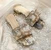 Modische Plateauschuhe mit klobigem Absatz für Damen, Strass-Slipper, Damenschuhe, Komfort, Sommer, Peep-Toe, Damenschuhe Mujer