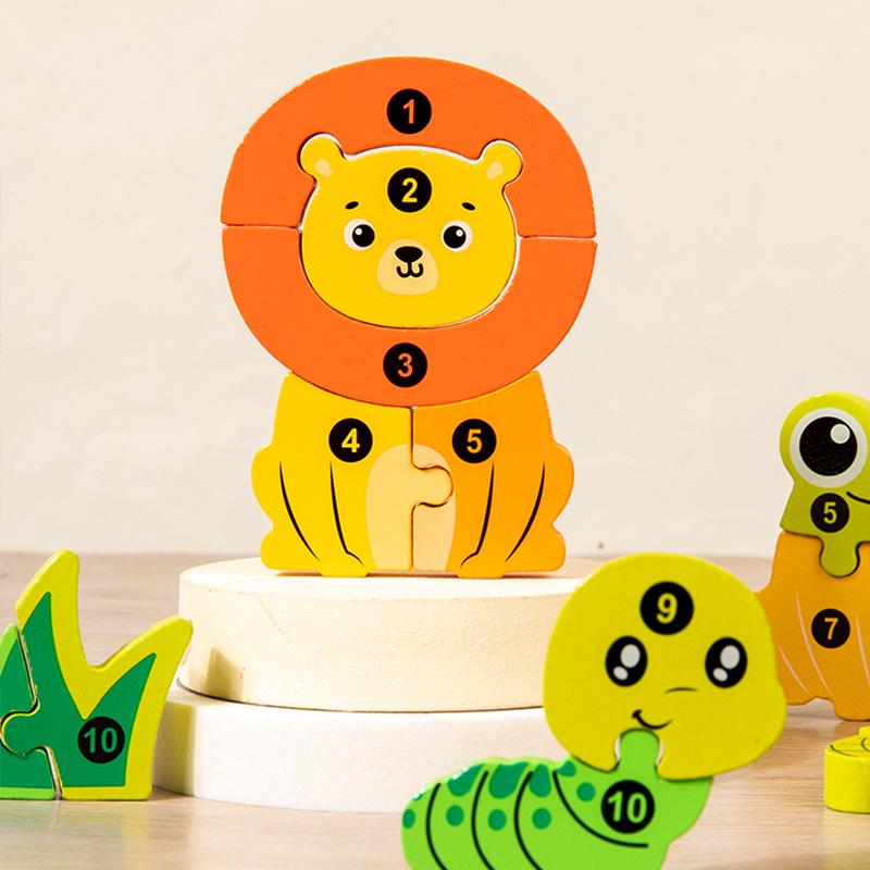 Cross-Border Animal Insect 3D Puzzle Building Blocks – Wooden Educational Toys for Kindergarten