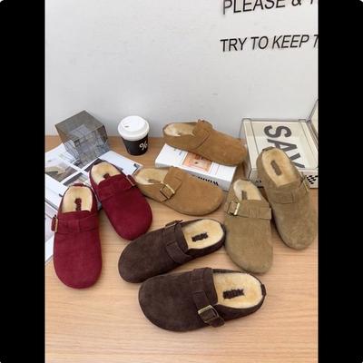 Retro Large Size Velvet Warm Casual Bag Head Slippers Women 2024 Winter Popular Home Soft Bottom Outer Slippers Women