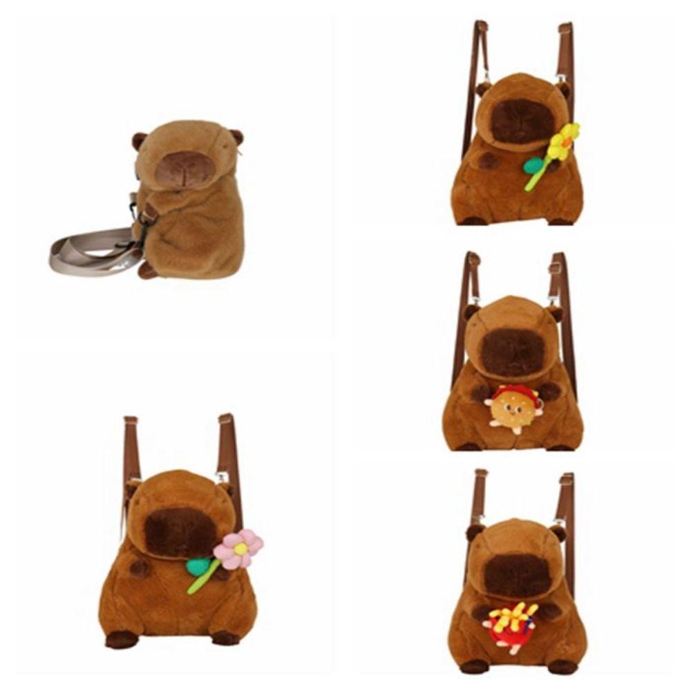 Plush Capybara Backpack Hamburg Doll Fur Bag Popular Kawaii Handbags  School