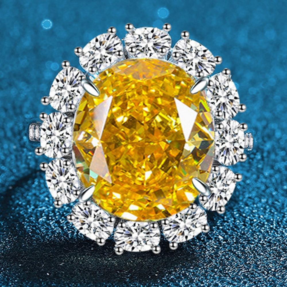 

Charm Wong Rain 925 Sterling Silver 8CT Oval Citrine Sapphire High Carbon Diamond Gemstone Engagement Adjustable Women Ring Jewelry resizable