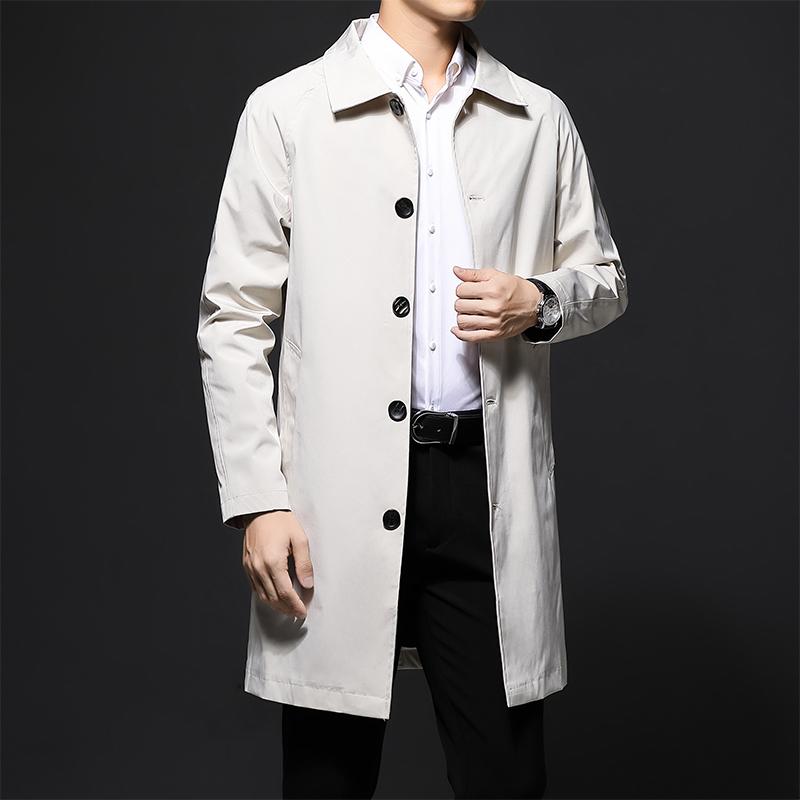 Men Casual Loose Turn Down Collar Business Trench Coat Outerwear