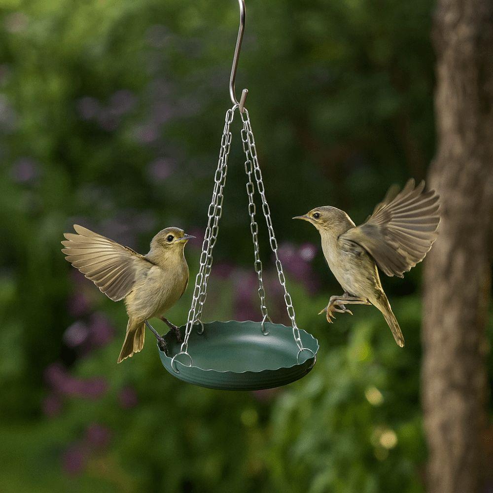 Plastic Bird Feeding Tray with Chain Bird Food Dispenser Outside Bird Tray  Outdoor
