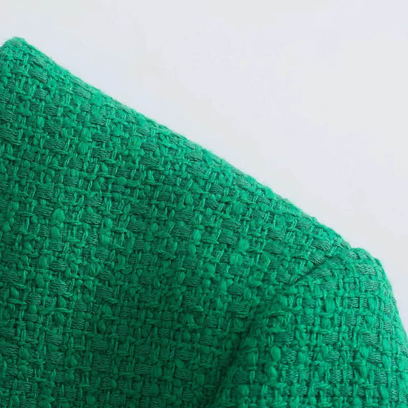 Dámské zelené tvídové sukně Faldas Mujer Zip O Krk Jednobarevné Jednobarevné Dámské Mini Sukňové Sety