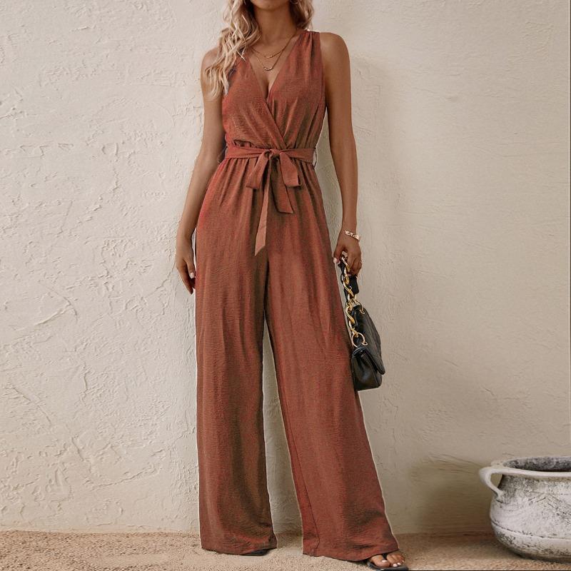 Women's New Halter Jumpsuit Straps High Waist Sleeveless Jumpsuit Fashion Casual Suit