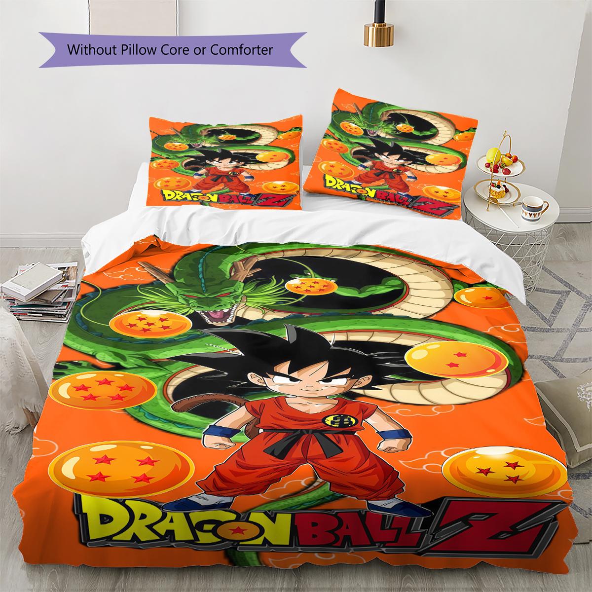 

Son Goku Pattern Bedding,Quilt Set Quilt Cover Pillowcase Home Birthday Gift (1 * duvet cover + 2 * pillowcase, without core) 135x200cm