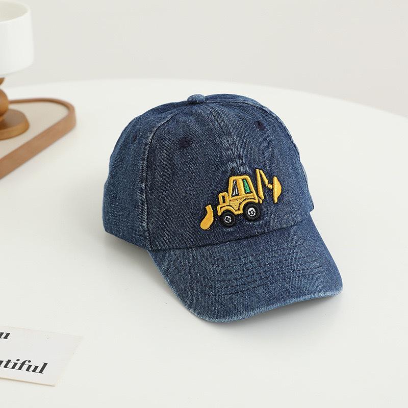 Kids' Washed Denim Excavator Baseball Cap - Spring/Autumn Korean Style